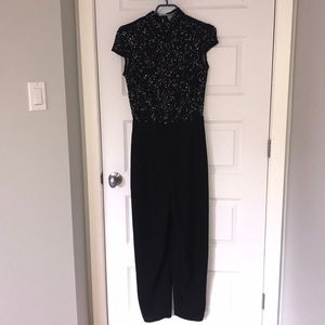 Beaded black & lace jumper